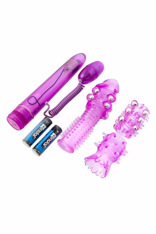Вибратор TOYFA с набором насадок - фиолетовый