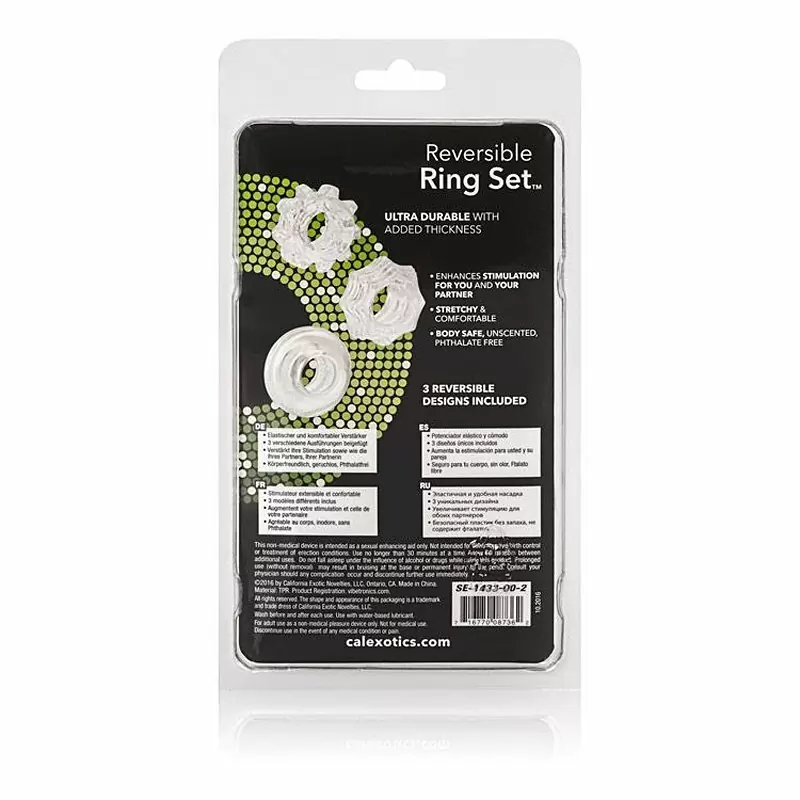 Набор плотных двухсторонних колец для поддержания эрекции Reversible Ring Set – прозрачный