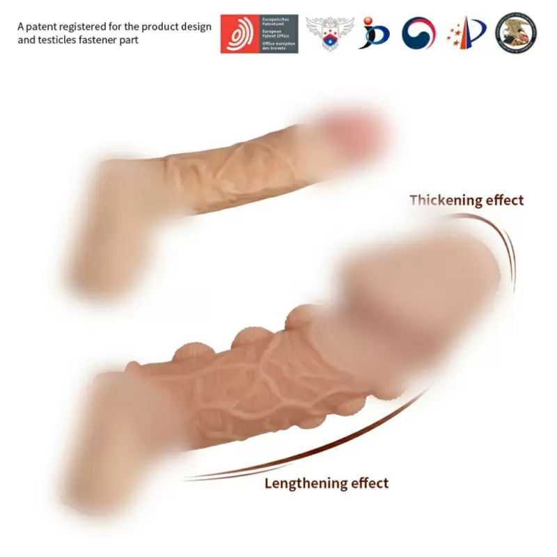 Насадка на фаллос, с пузыриками, венками и ребристость, размер M, EXTREME SLEEVE ES.009-M