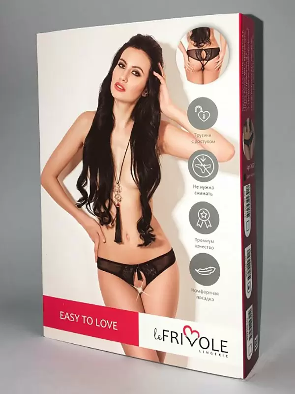 Возбуждающие трусики Easy to Love с доступом и кружевными вставками – черный, XS/S