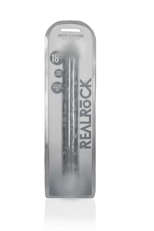 Реалистичный фаллоимитатор Shots toys, 45 см, двусторонний, прозрачный