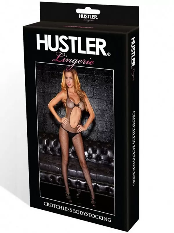 Оригинальный кэтсьюит Hustler с вырезом на животе – черный