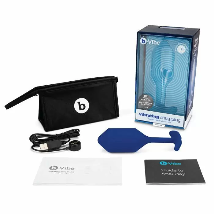Пробка для ношения с вибрацией синяя B-Vibe Vibrating Snug Plug 4