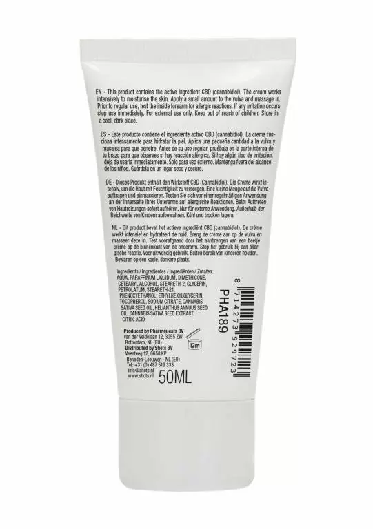 Женский крем для мастурбации Shots toys Natural CBD, увлажняющий, с добавлением каннабидиола, 50 мл