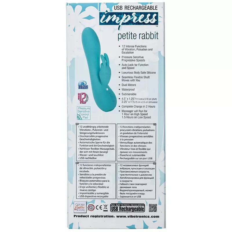 Вибромассажер Petite Rabbit со стимулятором клитора в форме кролика – голубой