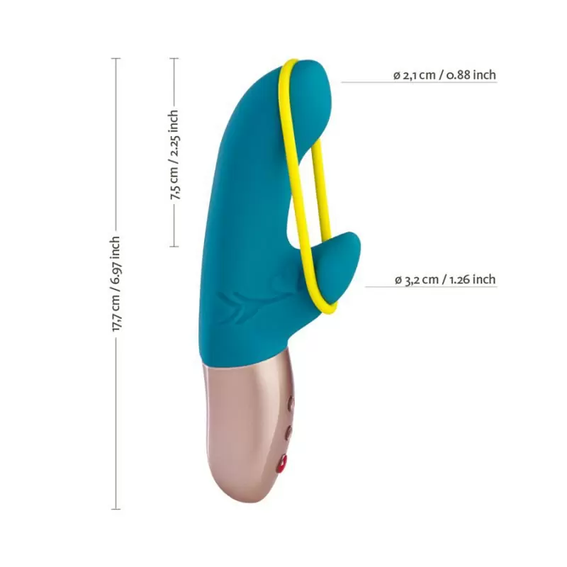 Инновационный вибратор-кролик Fun Factory Amorino, с эластичной лентой, 6 режимов, бирюзовый