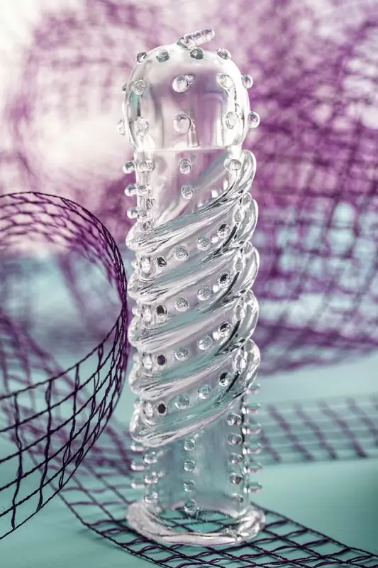 Увеличивающая насадка на пенис TOYFA A-Toys со спиралевидным рельефом – прозрачный