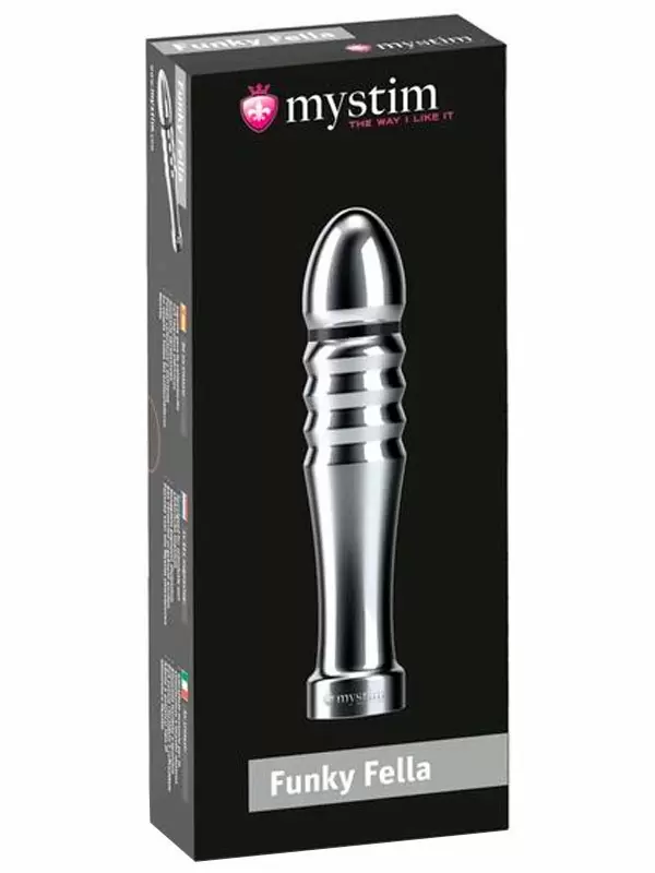 Анальный стимулятор Mystim Funky Fella Rilldildo для подключения к источнику электроимпульсов, 13 см, серебристый
