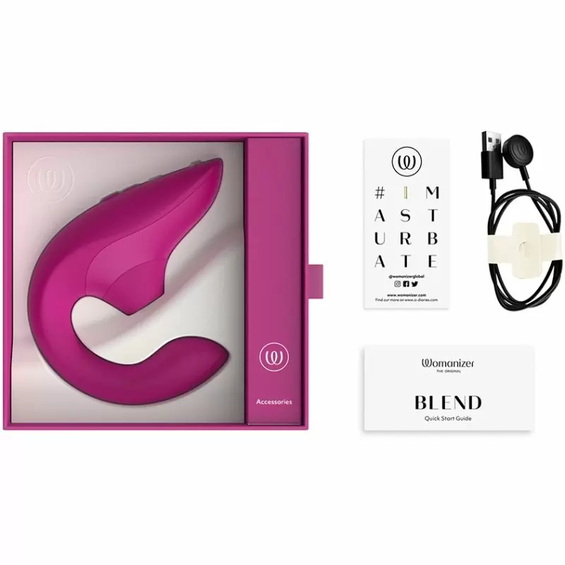 Компактный вибратор-кролик Womanizer Blend с бесконтактной клиторальной стимуляцией, 13,8 см, малиновый