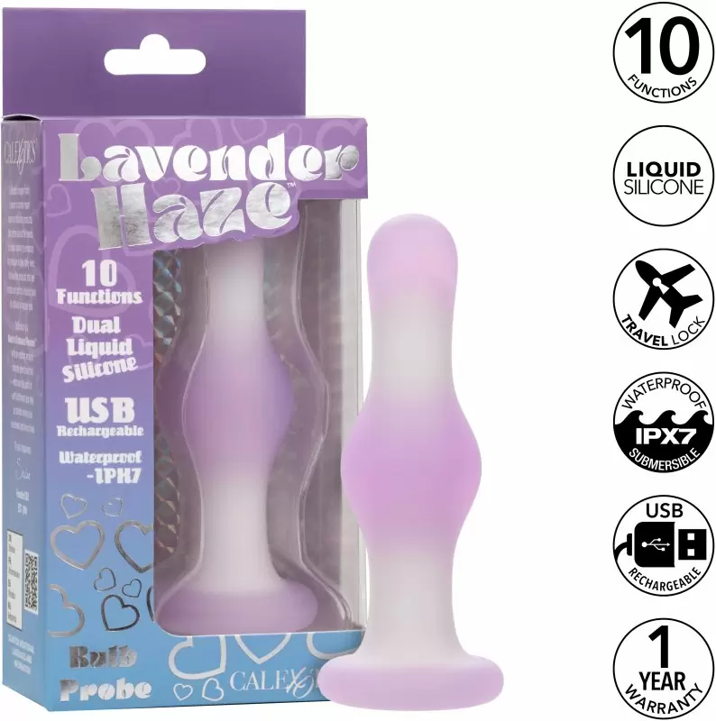 Элегантная анальная вибропробка LAVENDER HAZE BULB PROBE, 10 режимов, 10,25 см, лавандовый