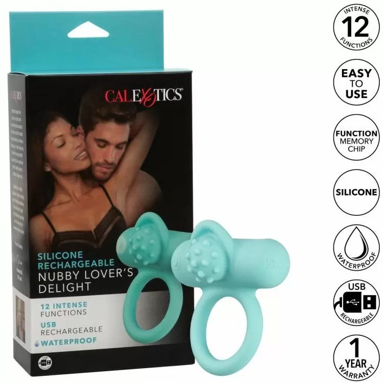 Перезаряжаемое эрекционное виброкольцо Silicone Rechargeable Nubby Lover’s Delight