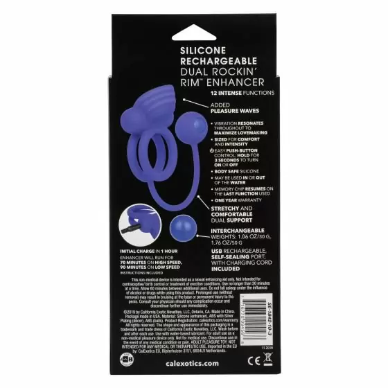 Двойное эрекционное кольцо Silicone Rechargeable Dual Rockin' Rim Enhancer