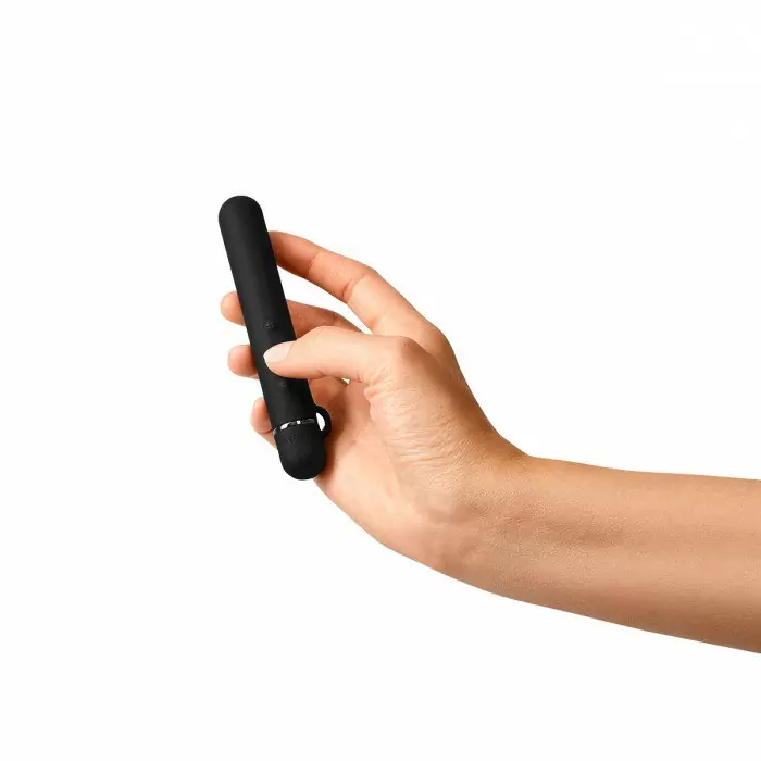 Силиконовый мини-вибратор класса люкс Le Wand Baton темный  хром