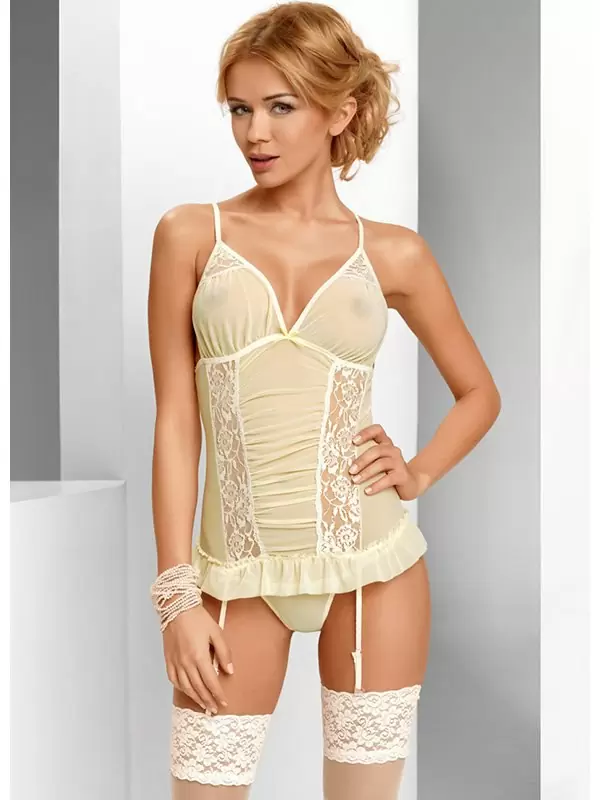 Нежный светло-желтый корсаж Avanua Tessie с трусиками – S/M