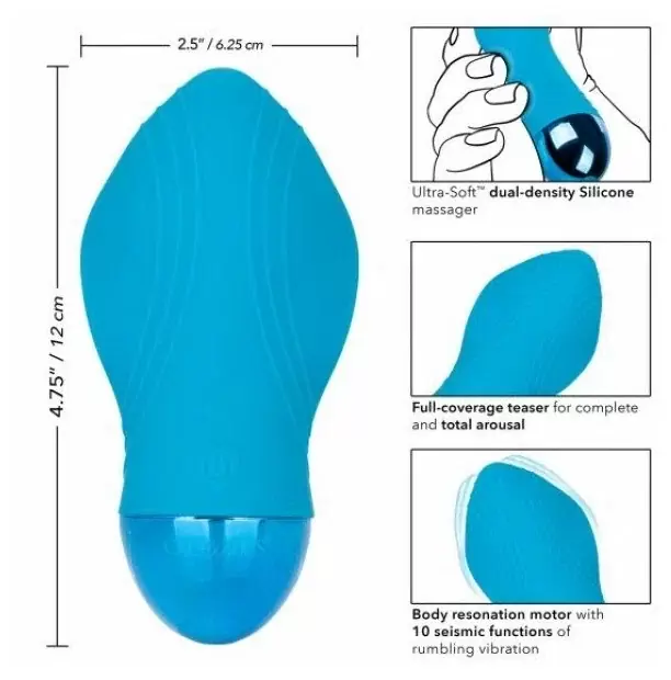 Компактный стимулятор клитора Tremble Kiss, 10 режимов, 12 см, голубой