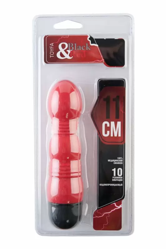 Рельефный вибратор с ребрышками TOYFA Black&Red – красный