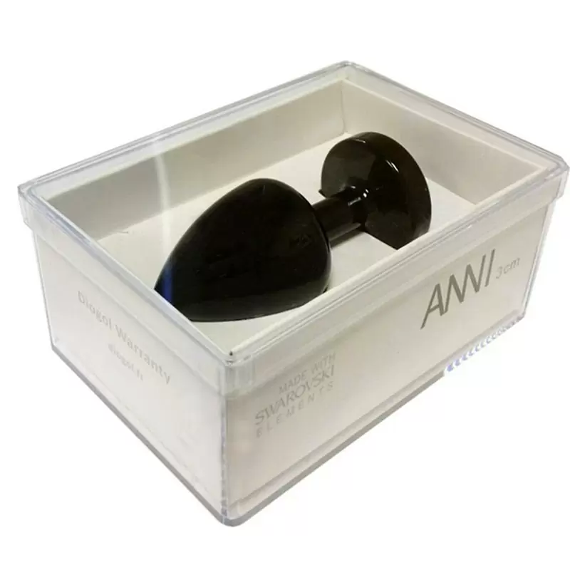 Металлическая анальная пробка Anni Clover T2 с кристаллом в виде клевера – черный