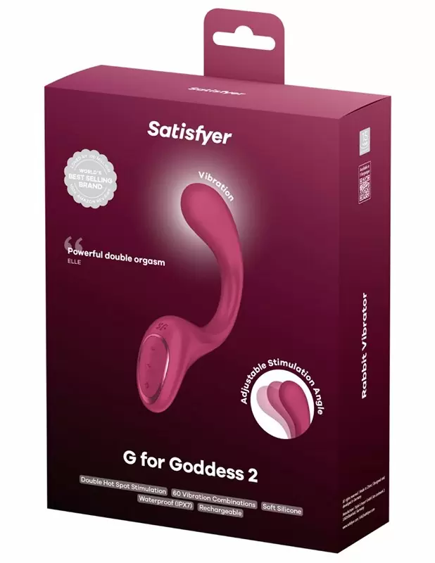 Изогнутый вибратор-кролик Satisfyer G for Goddess 2, 12 режимов, 5 скоростей, силикон, бордовый