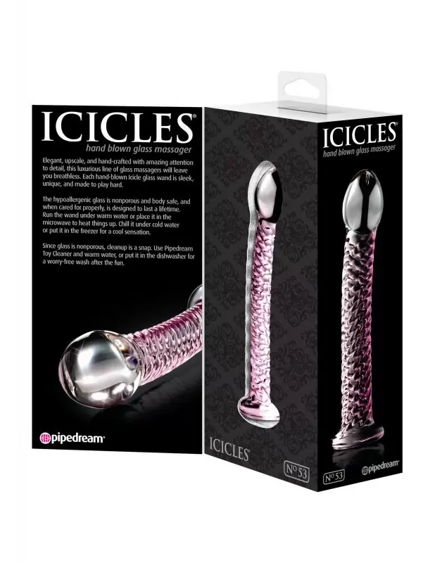 Фаллоимитатор Icicles No. 53 из стекла – розовый