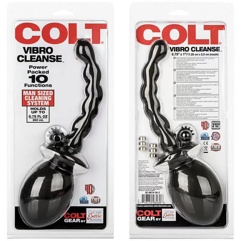 Анальный душ Colt Vibro Cleanse с вибрацией – черный