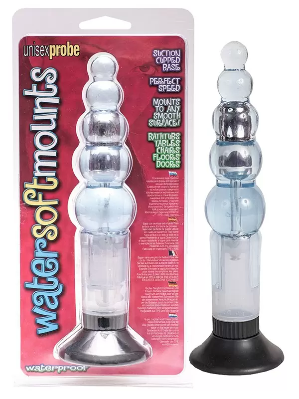 Анальный вибромассажер Water Soft Mounts на присоске – прозрачный