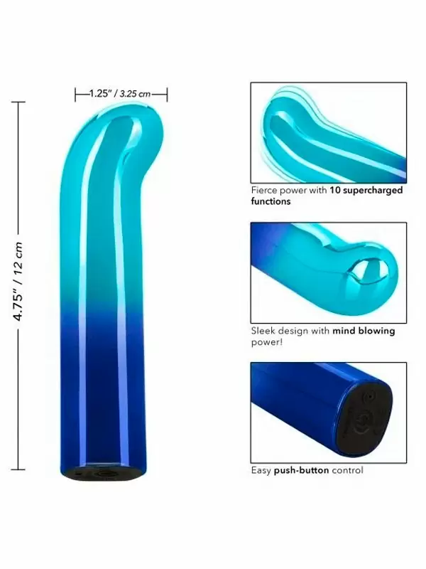 Изогнутая вибропуля Glam, 9 см, 10 режимов, голубой