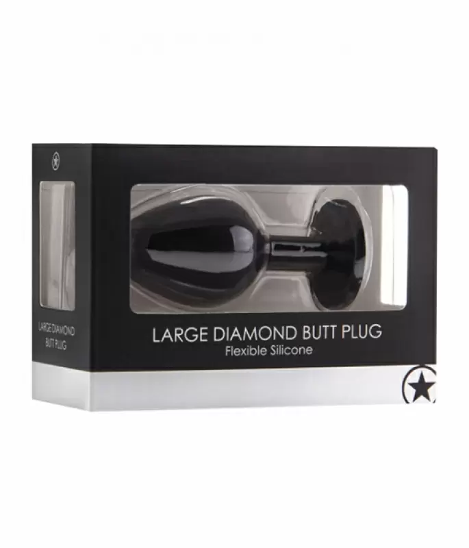 Анальная пробка с кристаллом Extra Large Diamond Butt Plug (Черная)