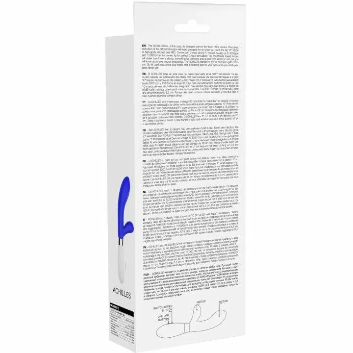 Изогнутый вибратор-кролик Achilles, 21 см, 10 режимов, королевский синий