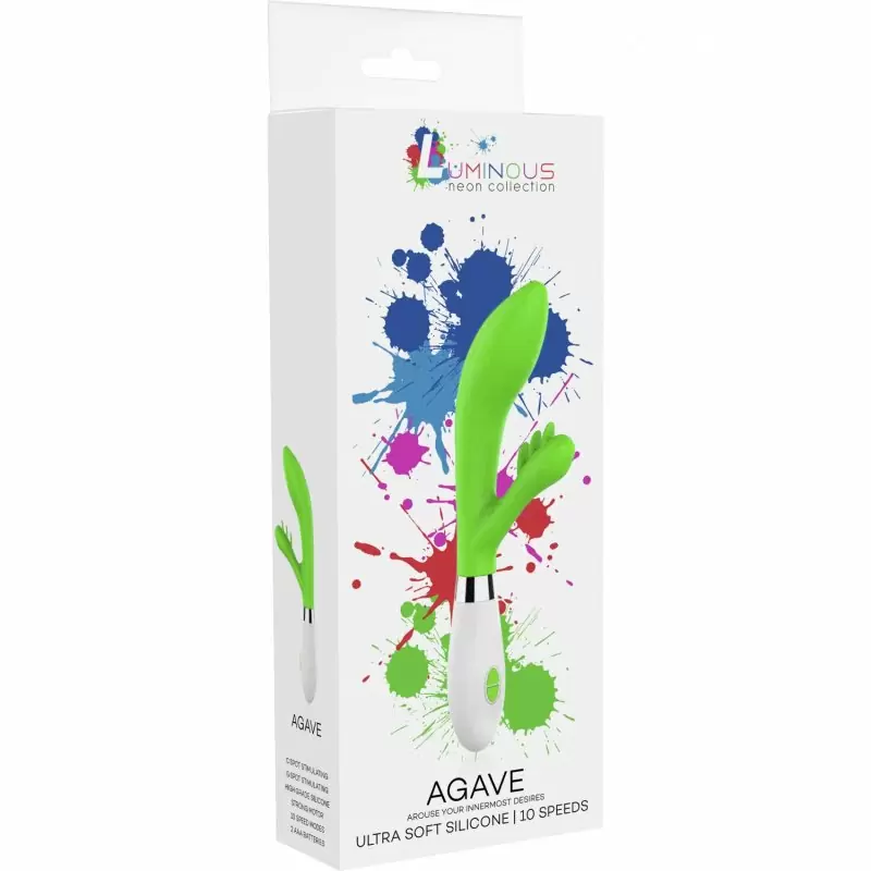 Изогнутый вибратор-кролик Agave, 23,1 см, 10 режимов, салатовый