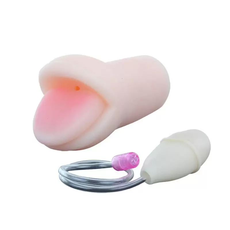 Вакуумный ротик для мастурбации Oral Sex с грушей – телесный