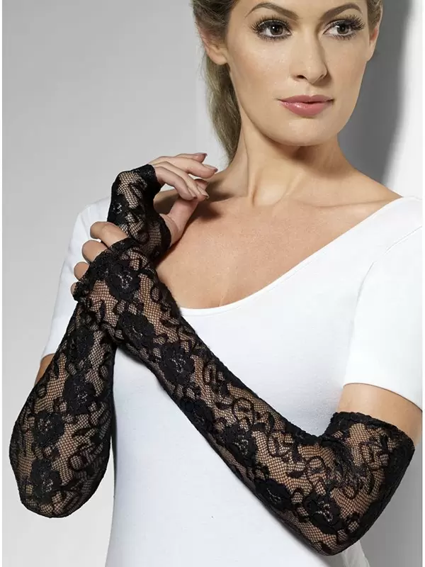 Длинные кружевные перчатки Прекрасной Дамы (Fever) – черный