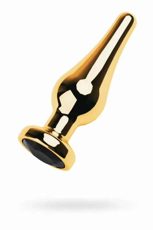 Металлическая анальная втулка TOYFA Metal с кристаллом цвета турмалина - золотистый с черным