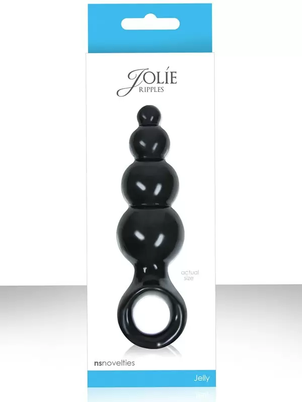 Анальная пробка с кольцом Jolie Ripples Medium – черная