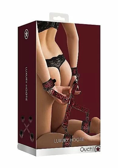 Крестообразный фиксатор с наручниками и наножниками Luxury Hogtie цвет бордовый