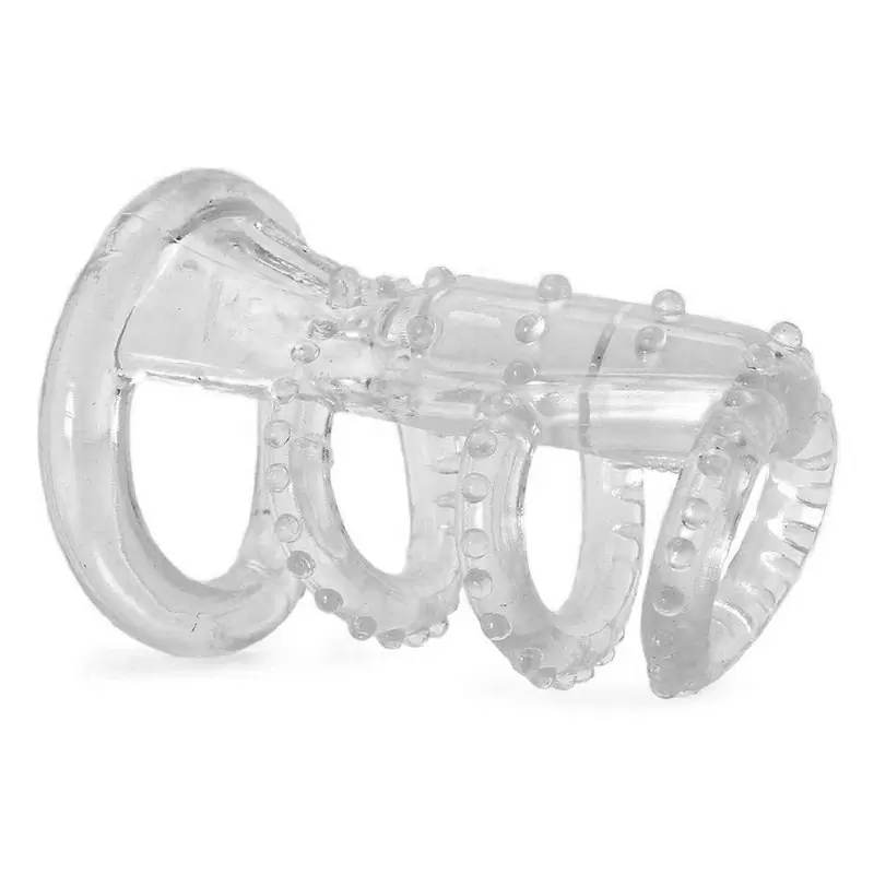 Насадка стимулирующая Vibrating Cock Cage с вибрацией – прозрачная 