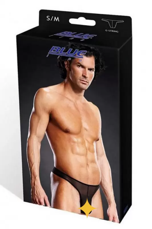 Черные мужские G-стринги BlueLine из сеточки – S/M