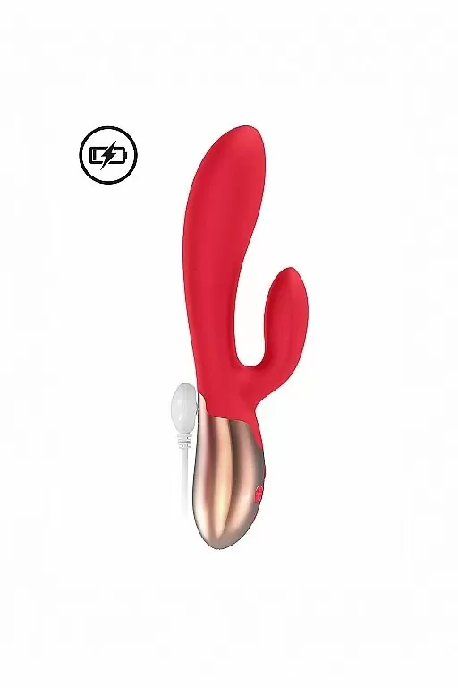 Вибратор-кролик с функцией нагрева Exquisite (красный): 20.5 см, 10 режимов вибрации, АБС/силикон