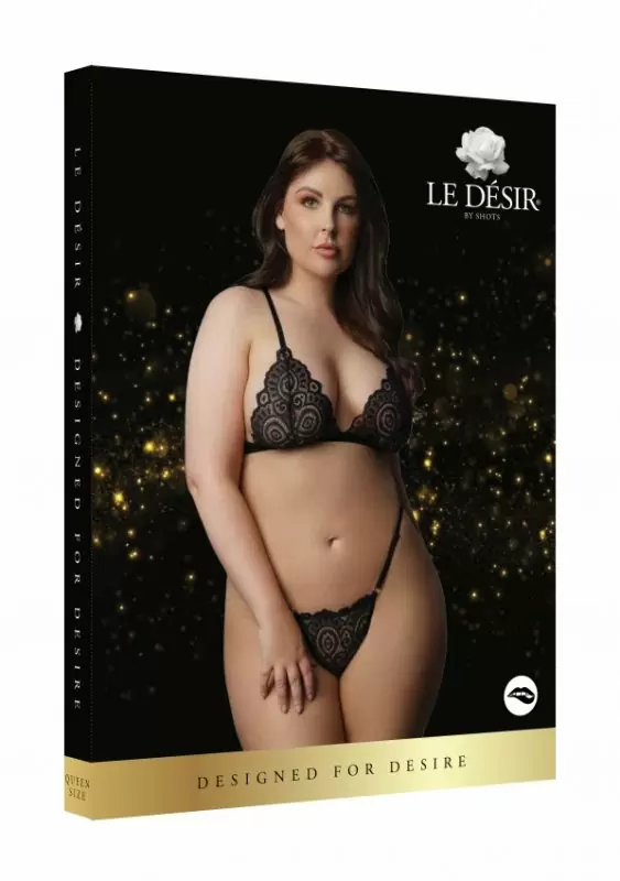 Комплект эротического белья Magic Lace Velvet Lingerie Set Plus size (черный)