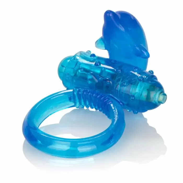 Эрекционное кольцо с вибропулей Calexotics One Touch™ Dolphin – голубой 