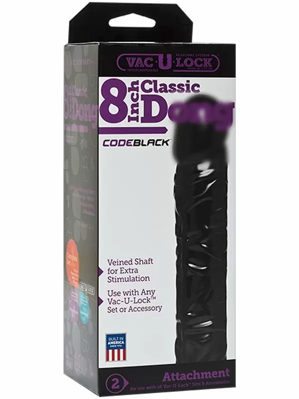 Реалистичная насадка для страпон систем фаллоимитатор Vac-U-Lock CodeBlack 2, 19 см, черный