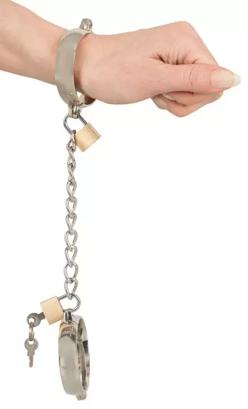Металлические наручники на цепочке Bad Kitty Metal Handcuffs - серебристый