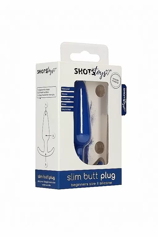 Анальная пробка для ношения Slim Butt Plug, 8,3 см, силикон, голубой