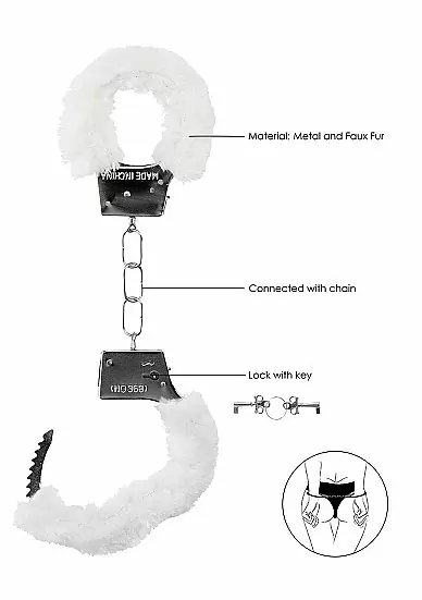 Металллические наручники с замком Furry Beginner's Handcuffs White