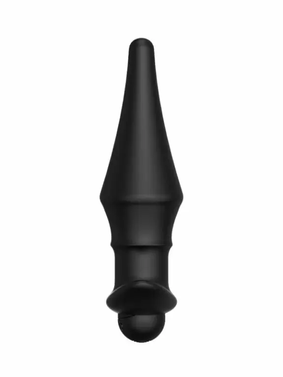 Вытянутая анальная пробка Erozon №08 Cone-shaped butt plug, 13,5 см, 10 режимов, силикон, черный