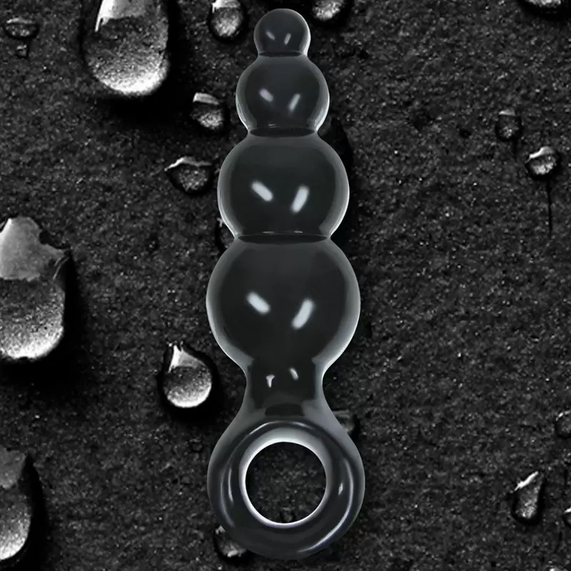 Анальная пробка с кольцом Jolie Ripples Small – черная