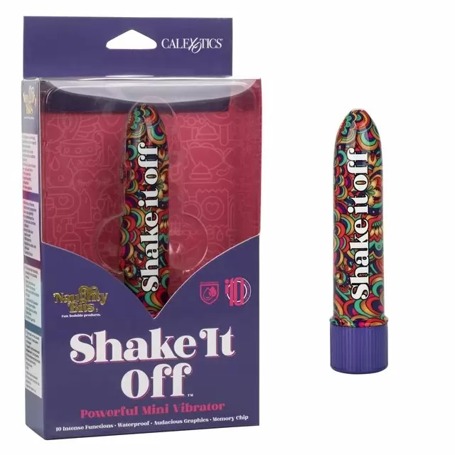 Компактный вибратор Naughty Bits Shake It Off, 10,75 см, силикон, разноцветный