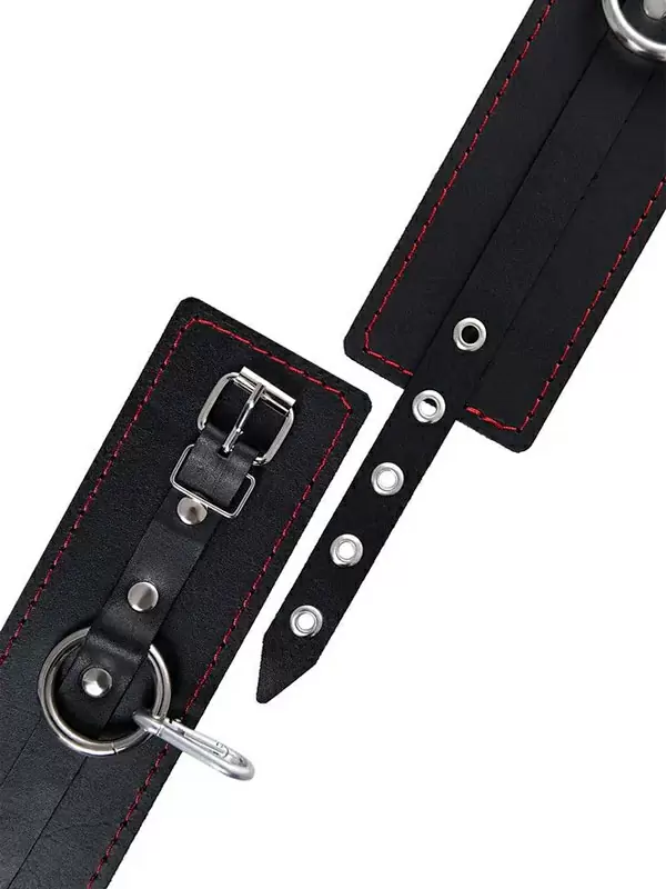 Комплект бондажный Pecado BDSM, 4 точки фиксации, распорка, наручники, оковы, натуральная кожа, черный