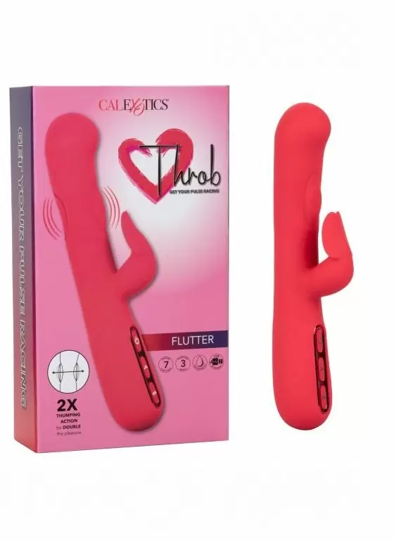 Рельефный вибратор-кролик Throb Flutter, с функцией 