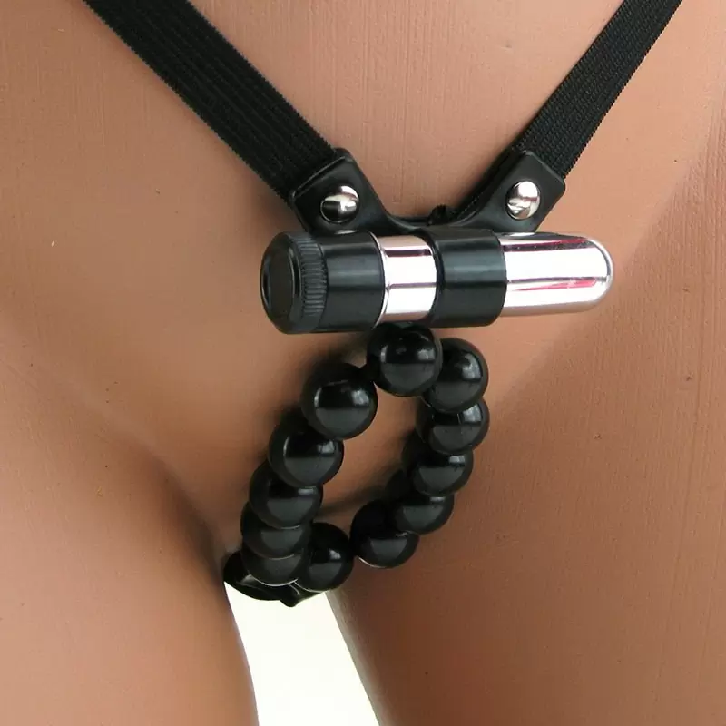 Трусики с вибрацией Vibrating Lover's Thong With Stroker Beads