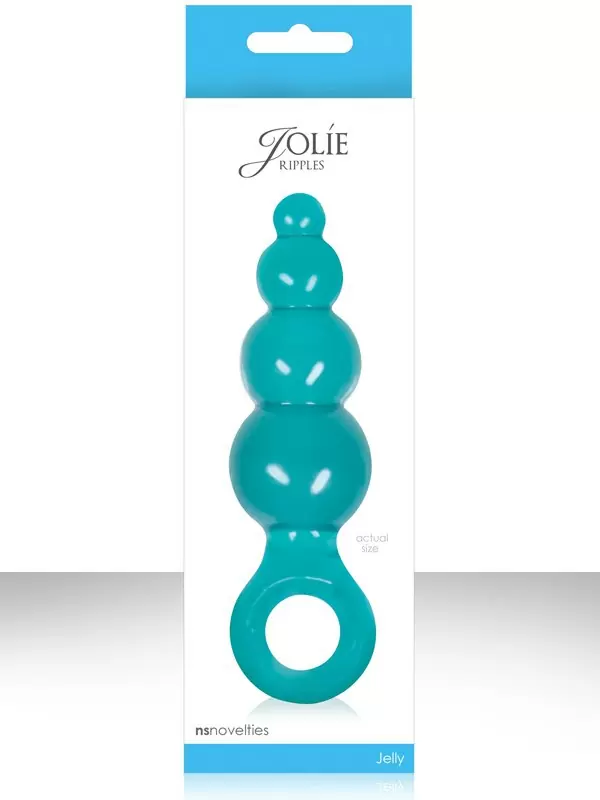 Анальная пробка с кольцом Jolie Ripples Large – голубая